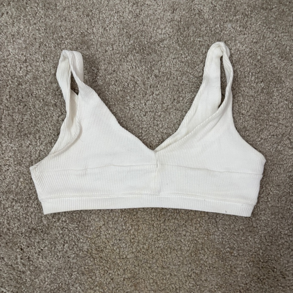 Princess Polly Ribbed Wireless Bralette in Cream